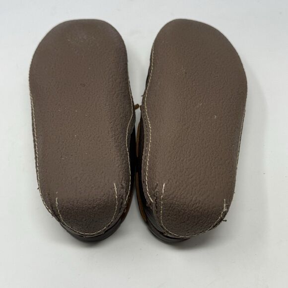 LL Bean Slippers Mens 9 M Brown Leather Flannel Lined Handsewn Moccasin Shoes - Picture 14 of 16